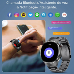 Smartwatch GT4 Pro GPS, Tela AMOLED HD, Chamada Bluetooth, NFC, IP68, Preto